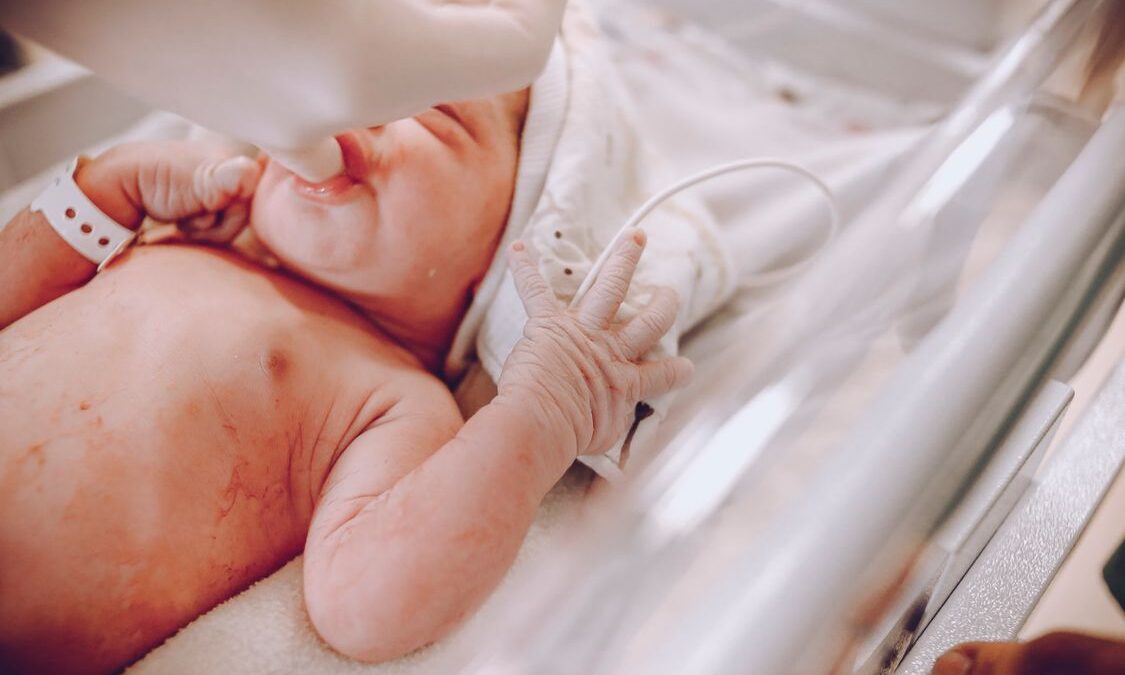 Newborn baby receiving care in a United States hospital