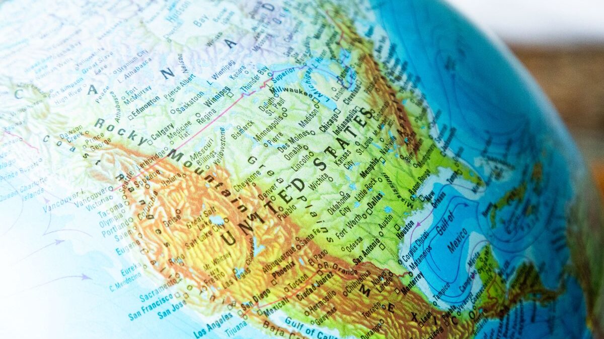 Globo terráqueo con Norteamérica en primer plano